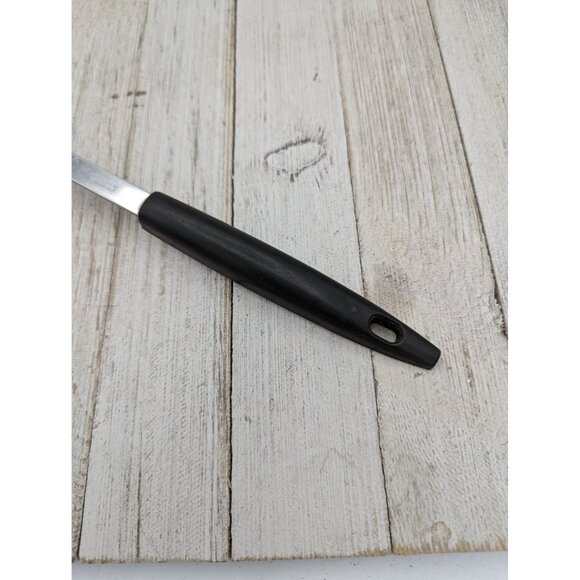 Stainless Steel Serving Slotted Spoon 12 3/4" Vintage White Fruit Veggie Handle - Picture 5 of 8